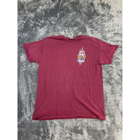 Gildan Other - Gildan T-Shirt Mens L Maroon Muscle Car Mania Day of Speed Graphic Maine Racing
